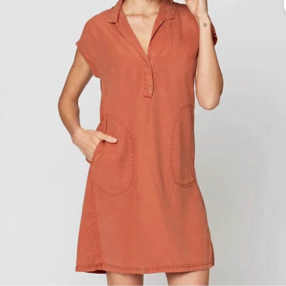 XCVI Burnt Orange Wearables Wilton Short Sleeve Shift Dress Size XS